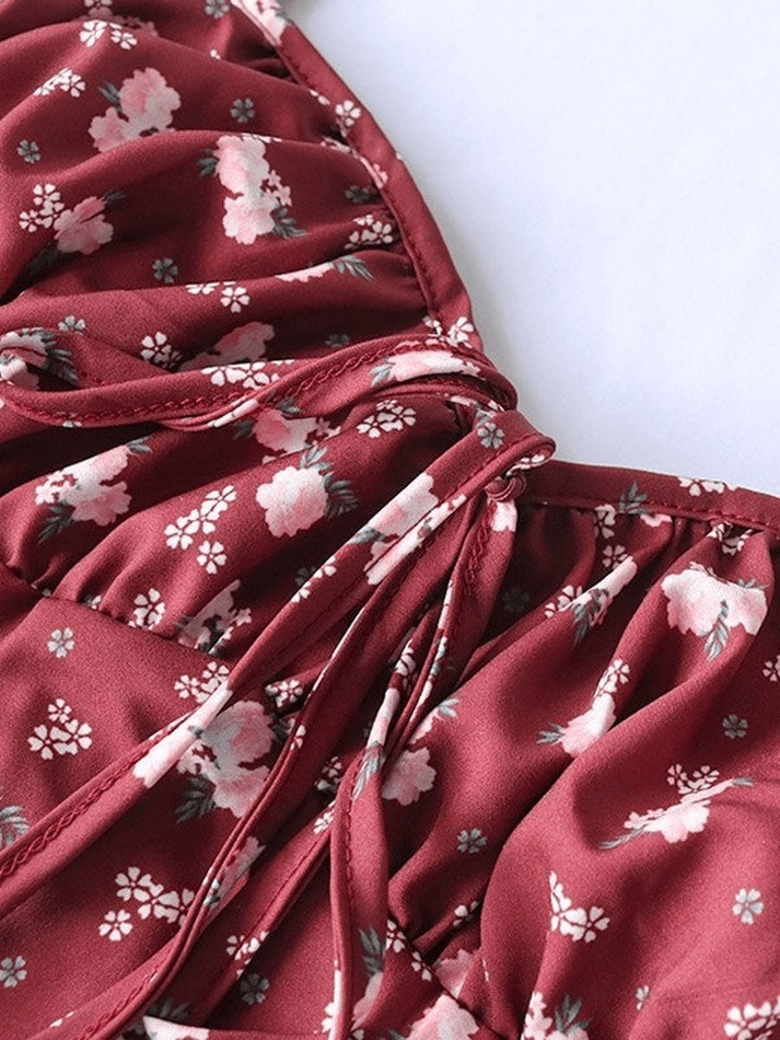 Vintage-Inspired Ditsy Floral Maxi Dress with a Split Hem - Y2K Fashion Aesthetic Vintage-Inspired Ditsy Floral Maxi Dress with a Split Hem - Y2K Fashion Aesthetic