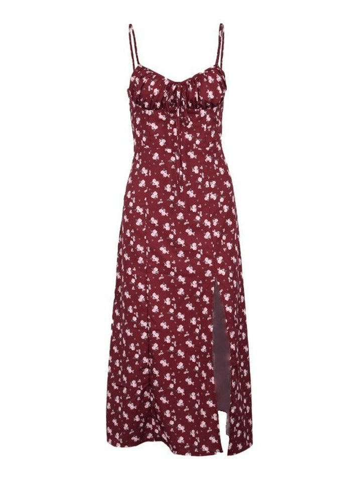 Vintage-Inspired Ditsy Floral Maxi Dress with a Split Hem - Y2K Fashion Aesthetic Vintage-Inspired Ditsy Floral Maxi Dress with a Split Hem - Y2K Fashion Aesthetic