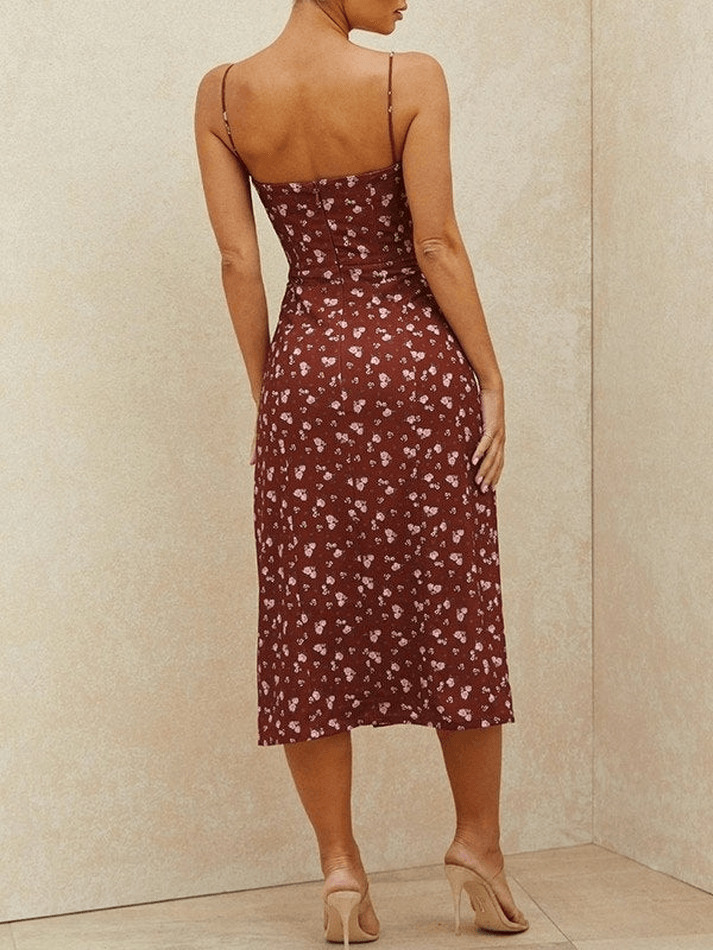 Vintage-Inspired Ditsy Floral Maxi Dress with a Split Hem - Y2K Fashion Aesthetic Vintage-Inspired Ditsy Floral Maxi Dress with a Split Hem - Y2K Fashion Aesthetic