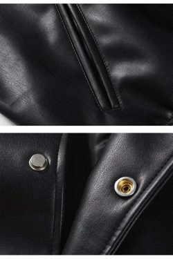 Vintage-Inspired Faux Leather Jacket with 90s Aesthetic Vibe