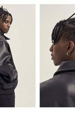 Vintage-Inspired Faux Leather Jacket with 90s Aesthetic Vibe