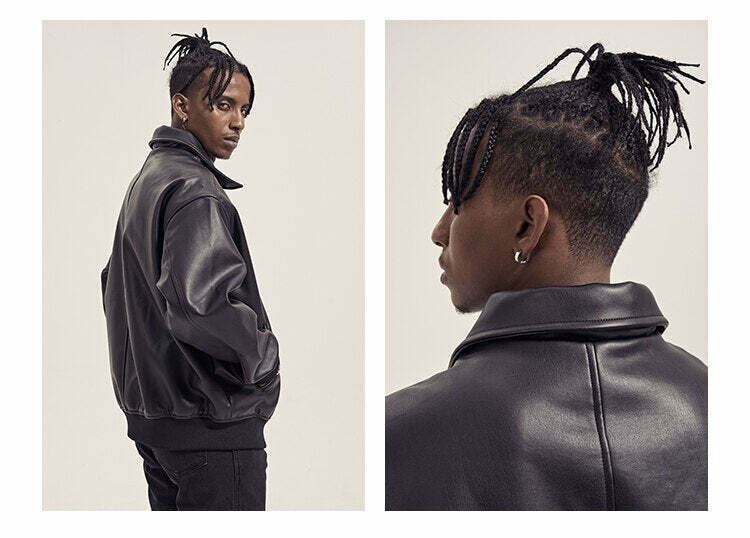 Vintage-Inspired Faux Leather Jacket with 90s Aesthetic Vibe Vintage-Inspired Faux Leather Jacket with 90s Aesthetic Vibe