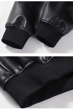 Vintage-Inspired Faux Leather Jacket with 90s Aesthetic Vibe