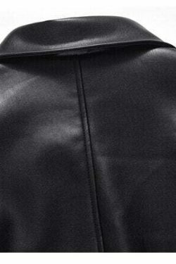 Vintage-Inspired Faux Leather Jacket with 90s Aesthetic Vibe