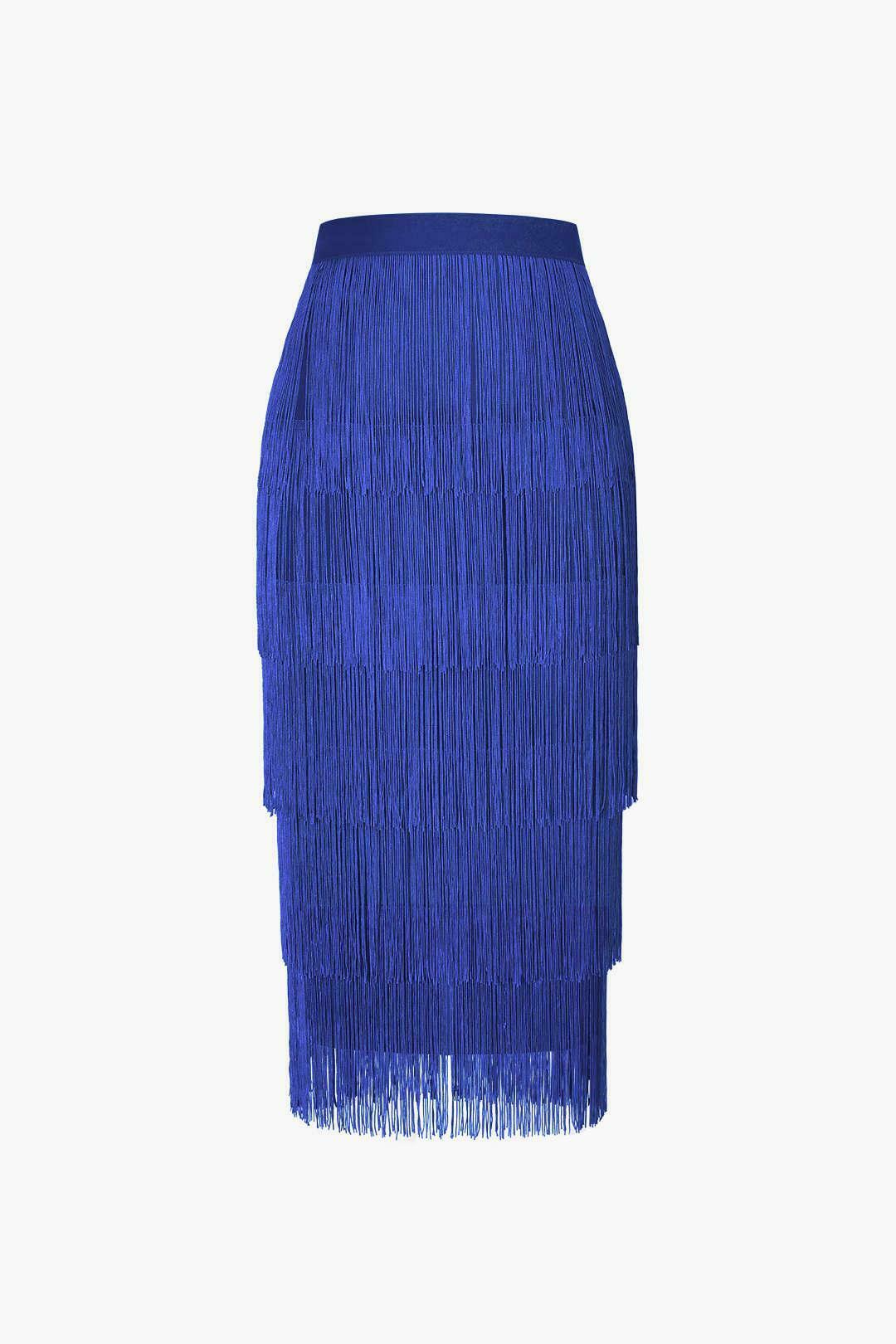 Vintage-Inspired Fringed Tiered Midi Skirt for Y2K Fashion Enthusiasts Vintage-Inspired Fringed Tiered Midi Skirt for Y2K Fashion Enthusiasts