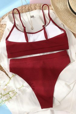 Vintage-Inspired High Waist Bikini Set for Women - Y2K Fashion Swimwear with Retro Aesthetic Vibe