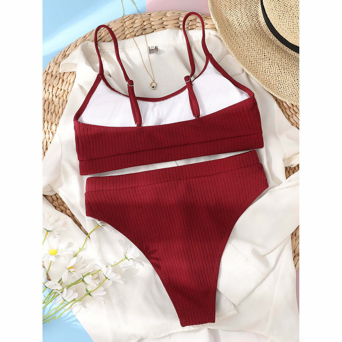 Vintage-Inspired High Waist Bikini Set for Women - Y2K Fashion Swimwear with Retro Aesthetic Vibe