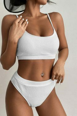 Vintage-Inspired High Waist Bikini Set for Women - Y2K Fashion Swimwear with Retro Aesthetic Vibe