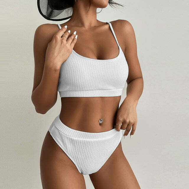 Vintage-Inspired High Waist Bikini Set for Women - Y2K Fashion Swimwear with Retro Aesthetic Vibe
