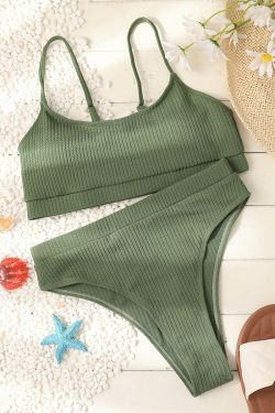 Vintage-Inspired High Waist Bikini Set for Women - Y2K Fashion Swimwear with Retro Aesthetic Vibe