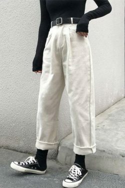 Vintage-Inspired High Waist Cropped Pants for Y2K Fashion Enthusiasts