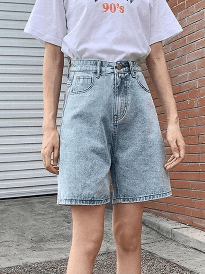 Vintage-Inspired High Waist Denim Shorts for Women - Y2K Fashion Aesthetic with a Coquette Twist