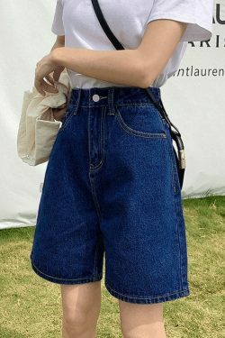 Vintage-Inspired High Waist Denim Shorts for Women - Y2K Fashion Aesthetic with a Coquette Twist