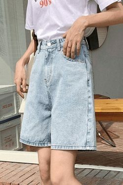 Vintage-Inspired High Waist Denim Shorts for Women - Y2K Fashion Aesthetic with a Coquette Twist