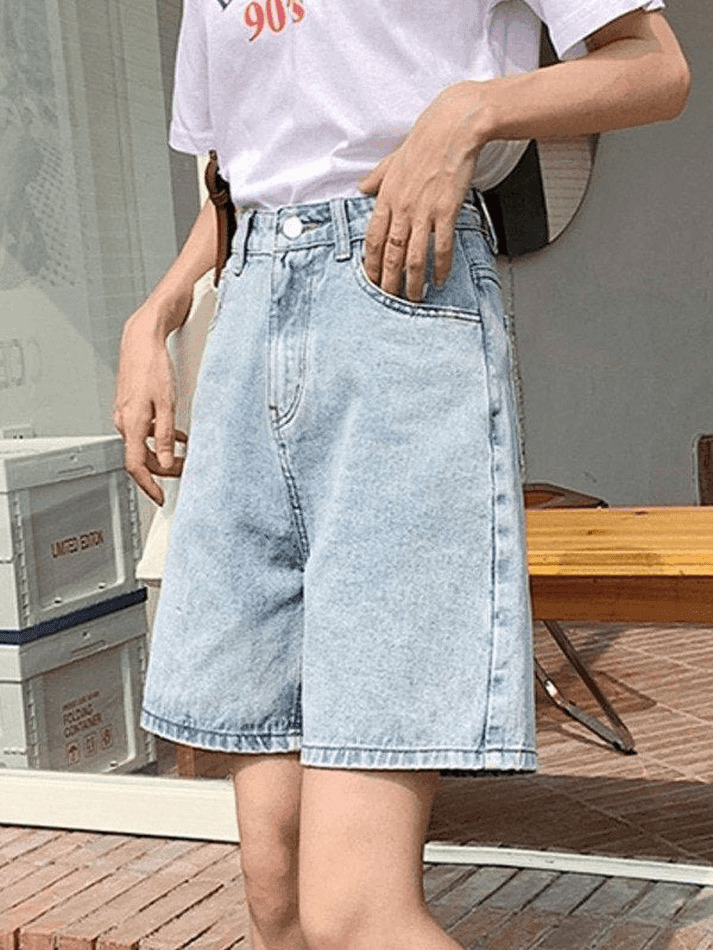 Vintage-Inspired High Waist Denim Shorts for Women - Y2K Fashion Aesthetic with a Coquette Twist