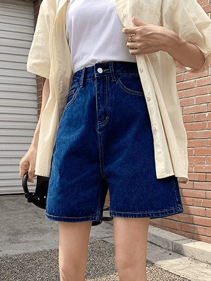 Vintage-Inspired High Waist Denim Shorts for Women - Y2K Fashion Aesthetic with a Coquette Twist