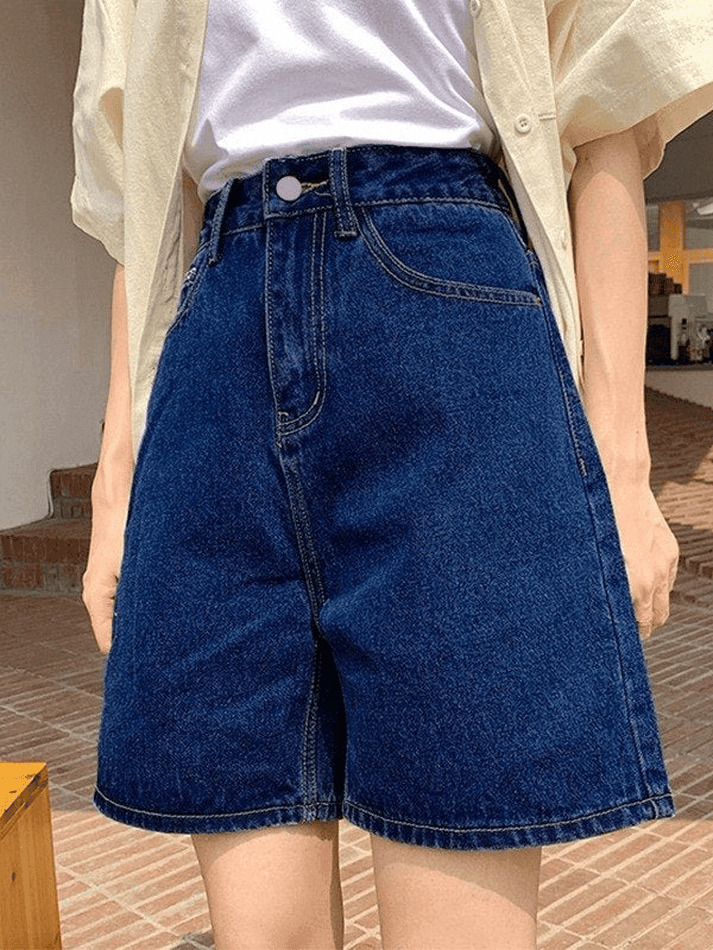Vintage-Inspired High Waist Denim Shorts for Women - Y2K Fashion Aesthetic with a Coquette Twist