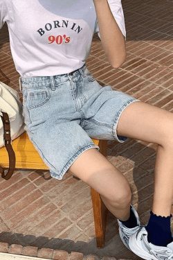 Vintage-Inspired High Waist Denim Shorts for Women - Y2K Fashion Aesthetic with a Coquette Twist