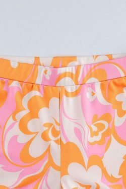 Vintage-Inspired High Waist Floral Boot Cut Pants - Y2K Fashion with Coquette Aesthetic