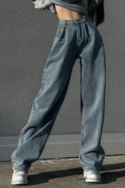 Vintage-Inspired High Waist Relaxed Boyfriend Jeans for Y2K Fashion Enthusiasts