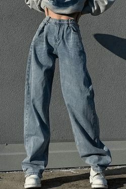Vintage-Inspired High Waist Relaxed Boyfriend Jeans for Y2K Fashion Enthusiasts