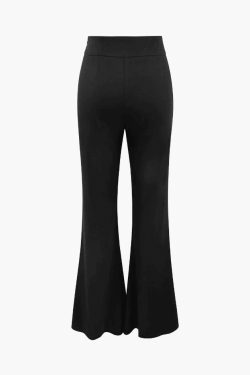 Vintage-Inspired High Waisted Flare Leg Pants for Y2K Fashion Enthusiasts