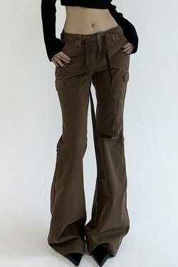 Vintage-Inspired Low Waist Boot-Cut Jeans for Women - Y2K Fashion with a Coquette Aesthetic