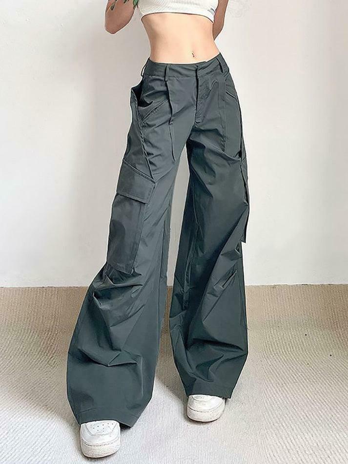 Vintage-Inspired Low Waist Cargo Pants for Women - Y2K Fashion with Grunge & Coquette Aesthetic