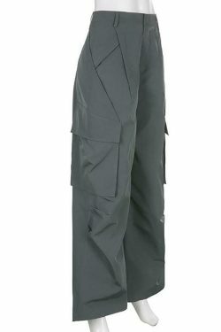 Vintage-Inspired Low Waist Cargo Pants for Women - Y2K Fashion with Grunge & Coquette Aesthetic