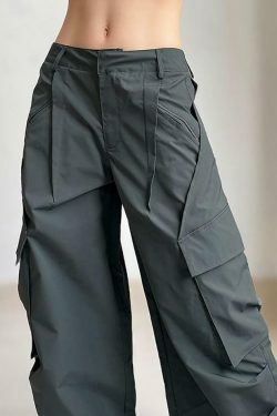 Vintage-Inspired Low Waist Cargo Pants for Women - Y2K Fashion with Grunge & Coquette Aesthetic