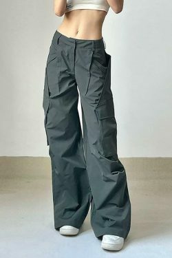 Vintage-Inspired Low Waist Cargo Pants for Women - Y2K Fashion with Grunge & Coquette Aesthetic