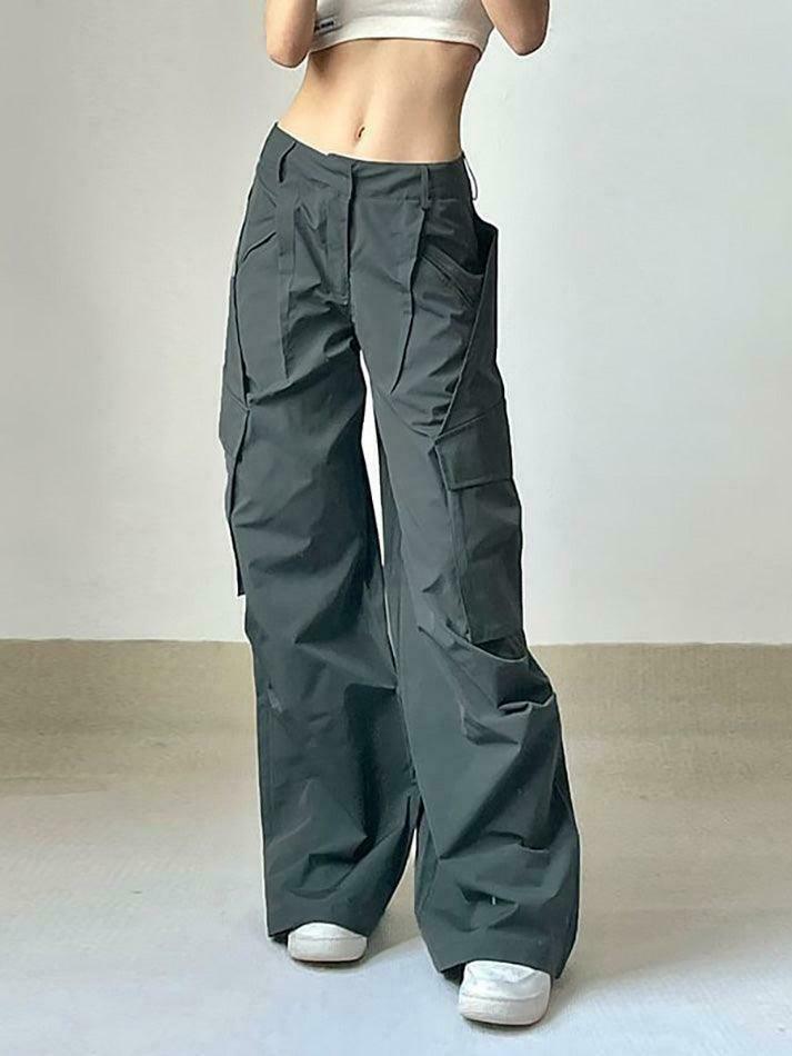 Vintage-Inspired Low Waist Cargo Pants for Women - Y2K Fashion with Grunge & Coquette Aesthetic