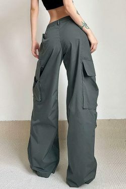 Vintage-Inspired Low Waist Cargo Pants for Women - Y2K Fashion with Grunge & Coquette Aesthetic