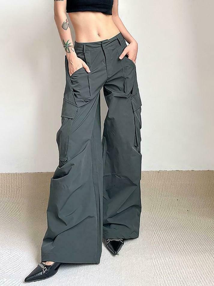 Vintage-Inspired Low Waist Cargo Pants for Women - Y2K Fashion with Grunge & Coquette Aesthetic