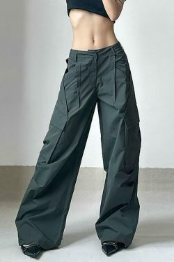 Vintage-Inspired Low Waist Cargo Pants for Women - Y2K Fashion with Grunge & Coquette Aesthetic