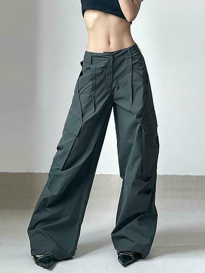 Vintage-Inspired Low Waist Cargo Pants for Women - Y2K Fashion with Grunge & Coquette Aesthetic