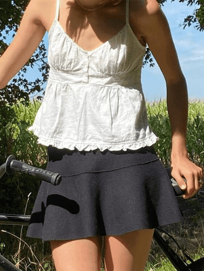 Vintage-Inspired Puff Sleeve Ruffle Blouse - Y2K Fashion Aesthetic with Coquette & Grunge Vibes