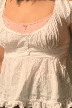 Vintage-Inspired Puff Sleeve Ruffle Blouse - Y2K Fashion Aesthetic with Coquette & Grunge Vibes