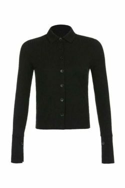 Vintage-Inspired Vertical Stripe Lapel Knit Sweater - Y2K Fashion with Coquette & Grunge Aesthetic