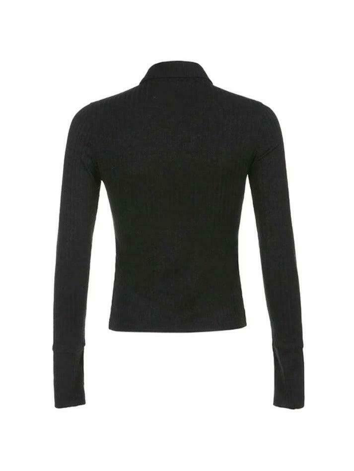 Vintage-Inspired Vertical Stripe Lapel Knit Sweater - Y2K Fashion with Coquette & Grunge Aesthetic Vintage-Inspired Vertical Stripe Lapel Knit Sweater - Y2K Fashion with Coquette & Grunge Aesthetic