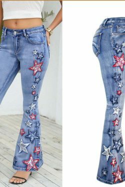 Vintage-Inspired Wide-Leg Denim Bell-Bottom Pants for Women - Y2K Fashion Statement Piece