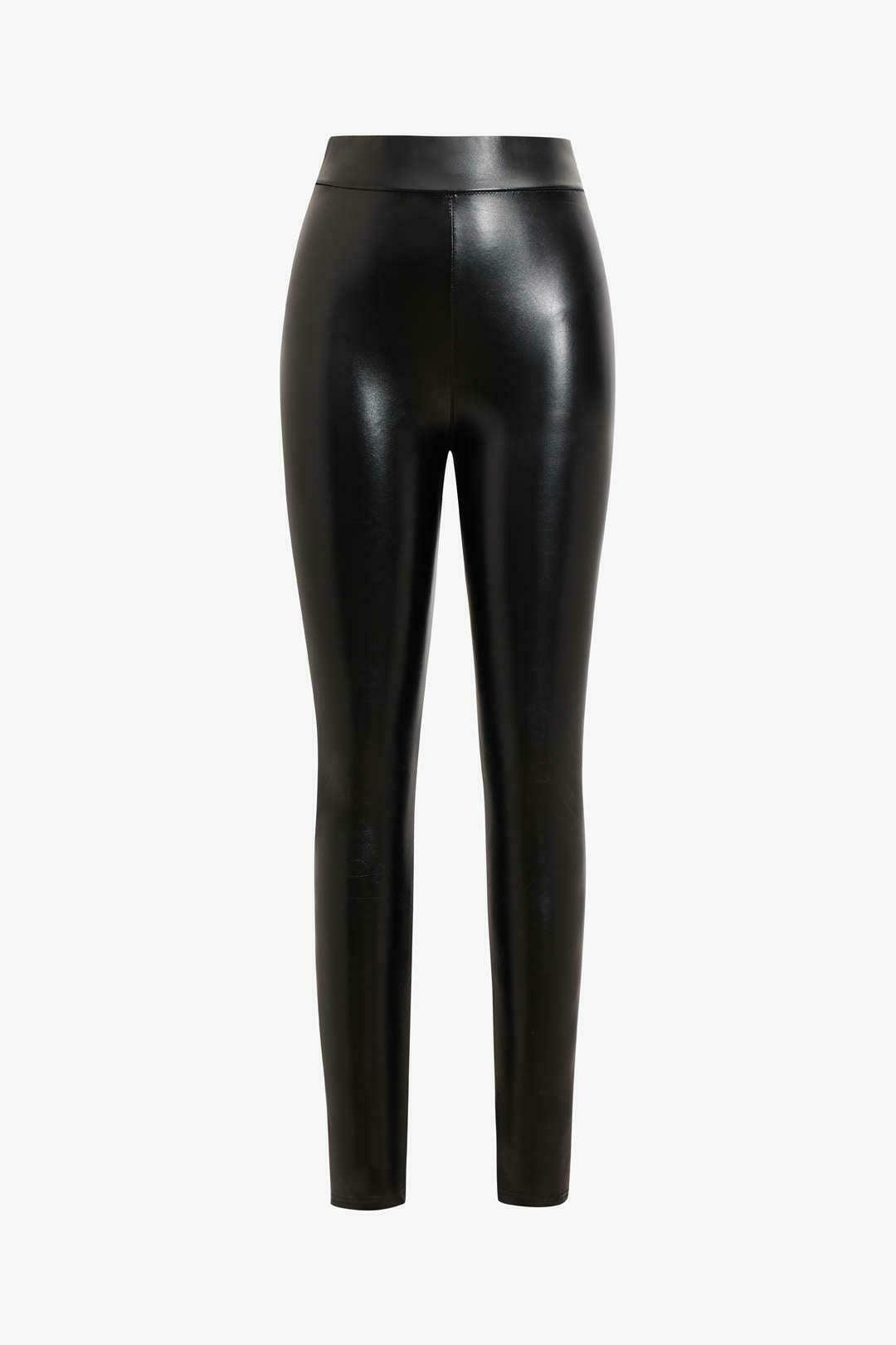 Vintage-Inspired Y2K Aesthetic Faux Leather Skinny Pants for Women - Coquette Style Grunge Fashion