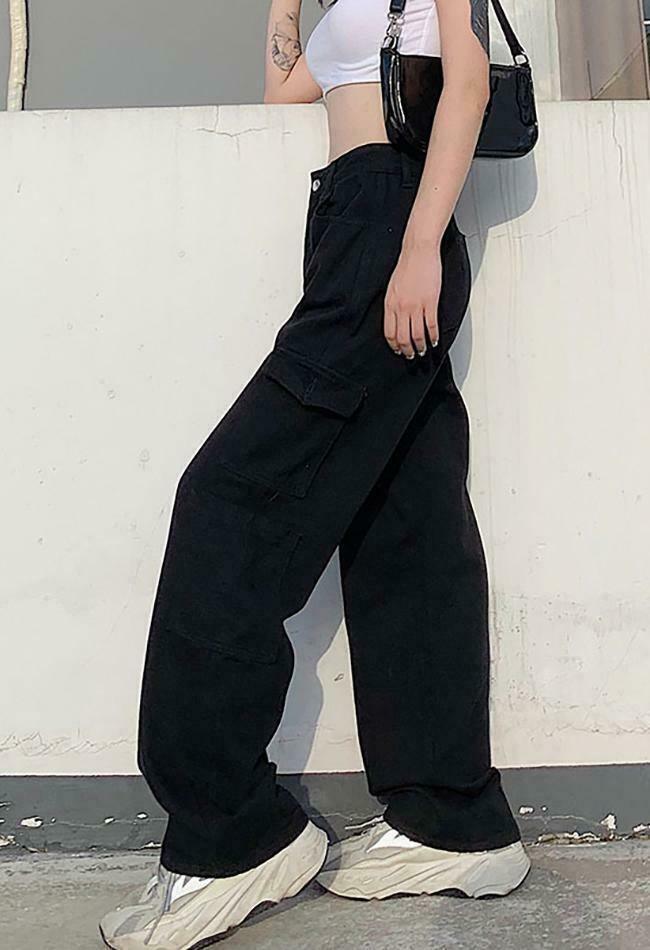Vintage-Inspired Y2K Boyfriend Jeans with Side Pockets - Coquette Aesthetic Grunge Style