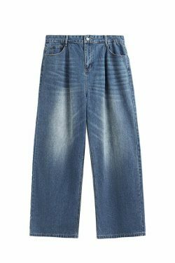 Vintage-Inspired Y2K Wide Leg Denim Jeans for Women - Coquette Aesthetic with a Grunge Twist
