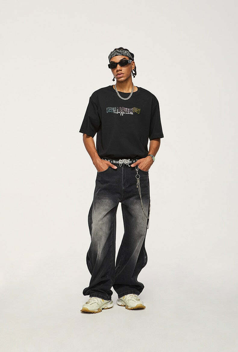 Vintage-Inspired Y2K Wide Leg Jeans for Women - Coquette Aesthetic with a Grunge Twist Vintage-Inspired Y2K Wide Leg Jeans for Women - Coquette Aesthetic with a Grunge Twist