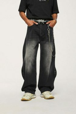 Vintage-Inspired Y2K Wide Leg Jeans for Women - Coquette Aesthetic with a Grunge Twist