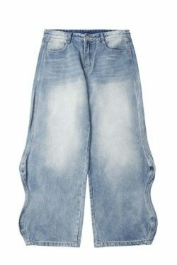 Vintage-Inspired Y2K Wide Leg Jeans for Women - Coquette Aesthetic with a Grunge Twist