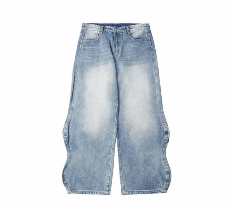 Vintage-Inspired Y2K Wide Leg Jeans for Women - Coquette Aesthetic with a Grunge Twist Vintage-Inspired Y2K Wide Leg Jeans for Women - Coquette Aesthetic with a Grunge Twist