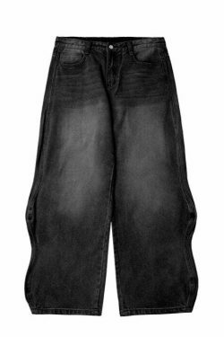 Vintage-Inspired Y2K Wide Leg Jeans for Women - Coquette Aesthetic with a Grunge Twist