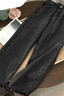 Vintage-Inspired Y2K Wide Legged Jeans for Women - Coquette Aesthetic with a Grunge Twist